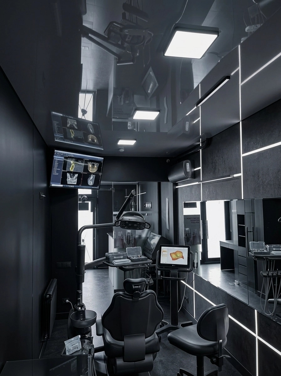Interior design in Blacktec style — clinic by GenRoom AI