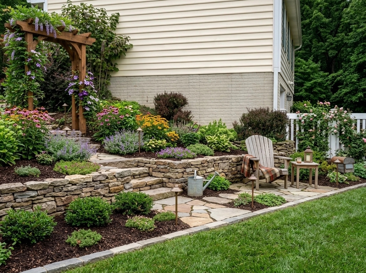 Country Rustic Garden Jardín design — yard photo by GenRoom AI
