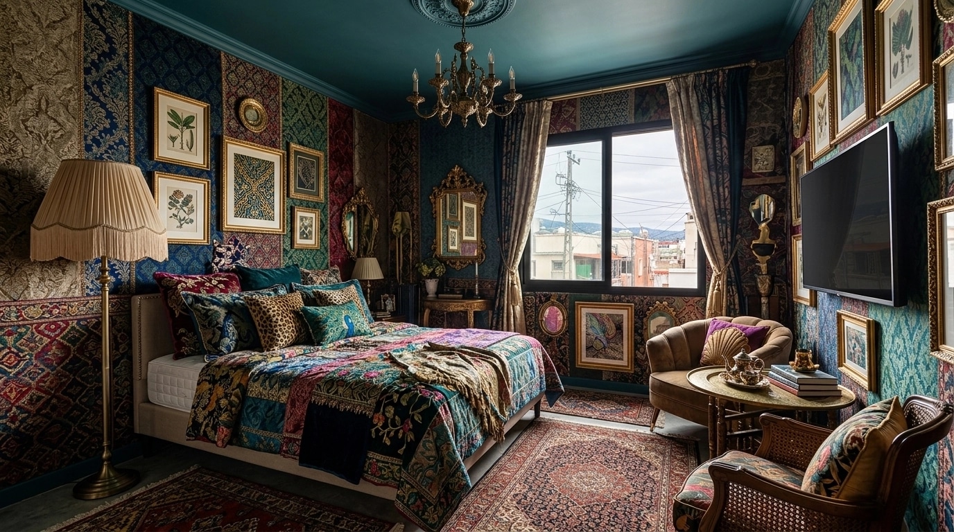 Maximalist Bedroom design — interior photo by GenRoom AI