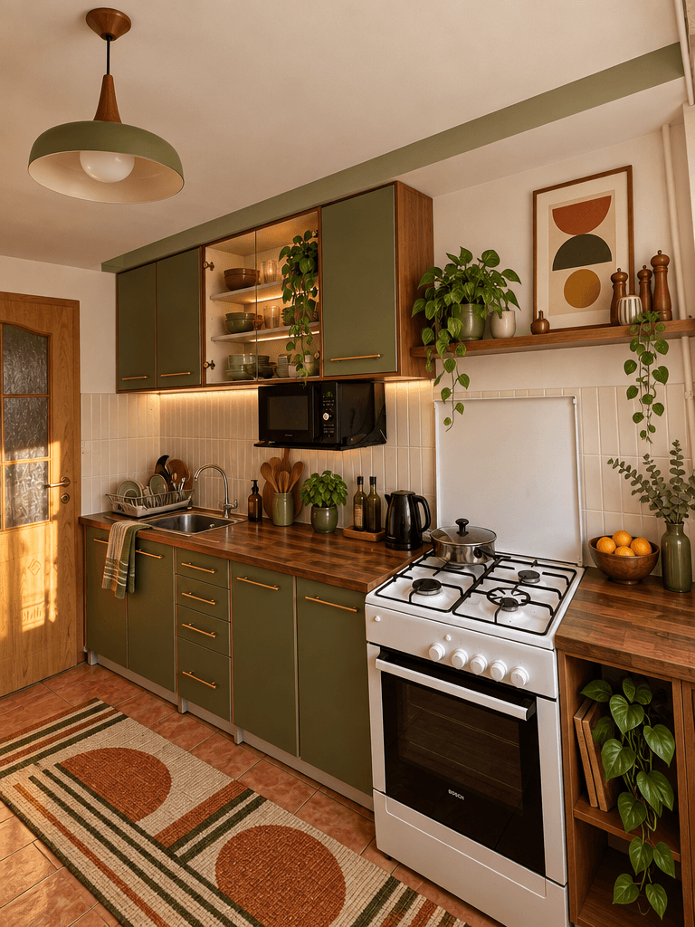 Kitchen interior in Mid-Century Modern style — photo by GenRoom AI