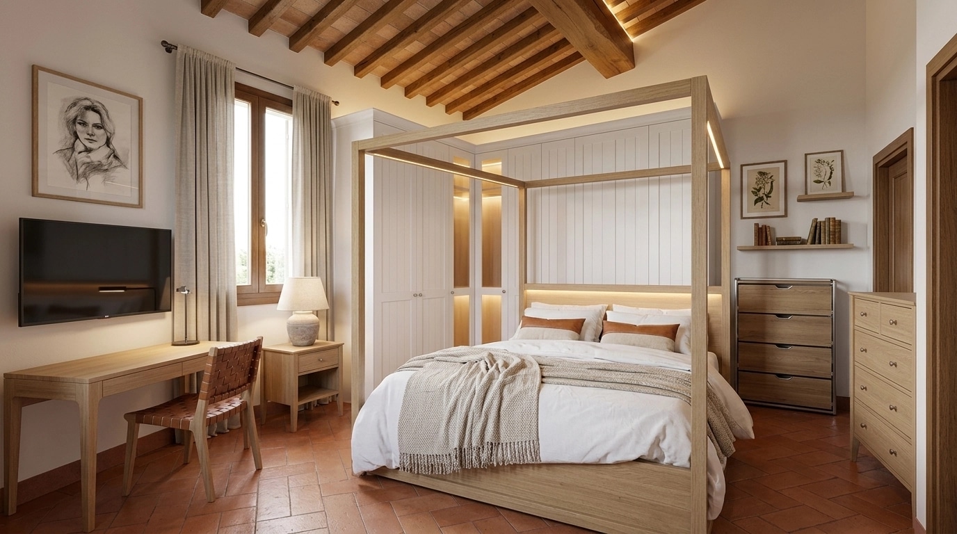 Modern Farmhouse Bedroom design — interior photo by GenRoom AI