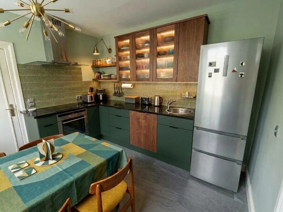 Interior design in Mid-Century Modern style — Kitchen by GenRoom AI