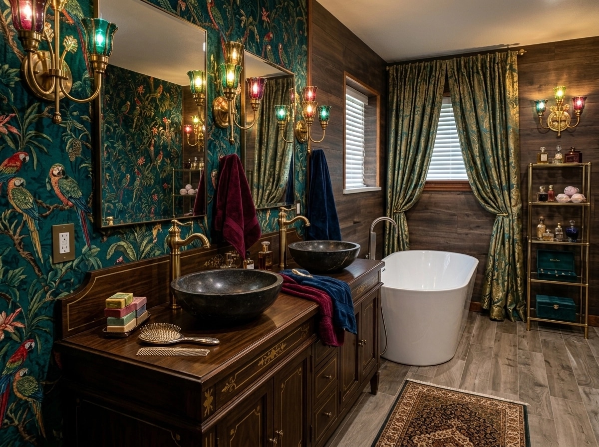 Bathroom interior in Maximalist style — photo by GenRoom AI