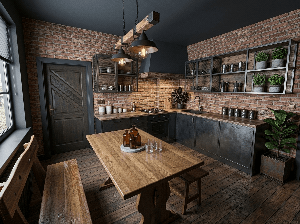 Kitchen interior in Loft / Industrial style — photo by GenRoom AI