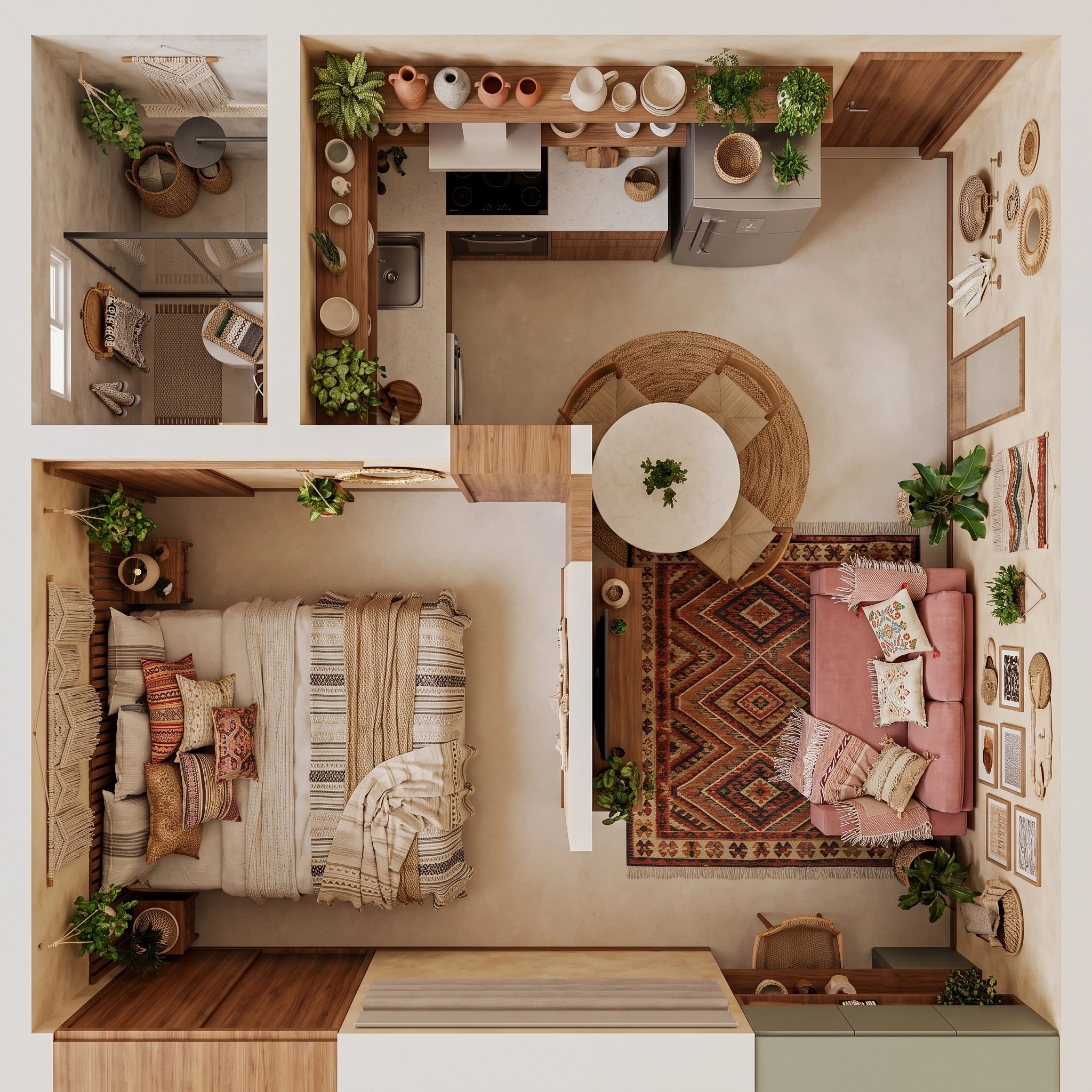 Interior design in Bohemian style — Living Room by GenRoom AI