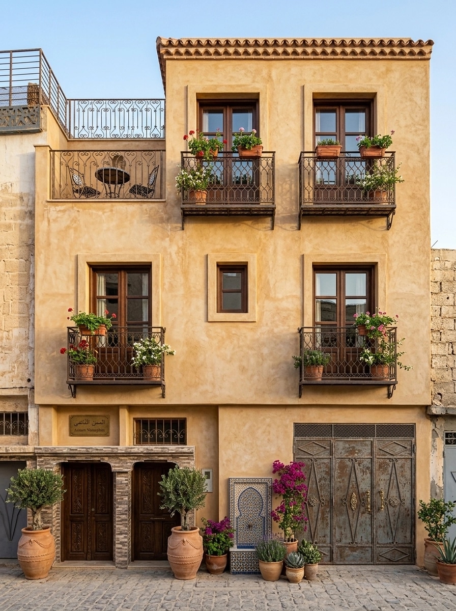 Diseño de fachada en estilo Mediterranean Facade — Fachada por GenRoom AI