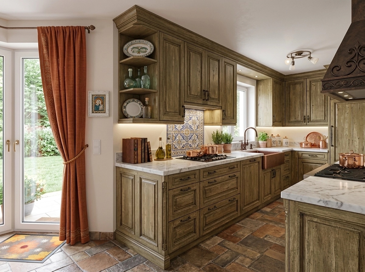 Kitchen interior in Mediterranean style — photo by GenRoom AI