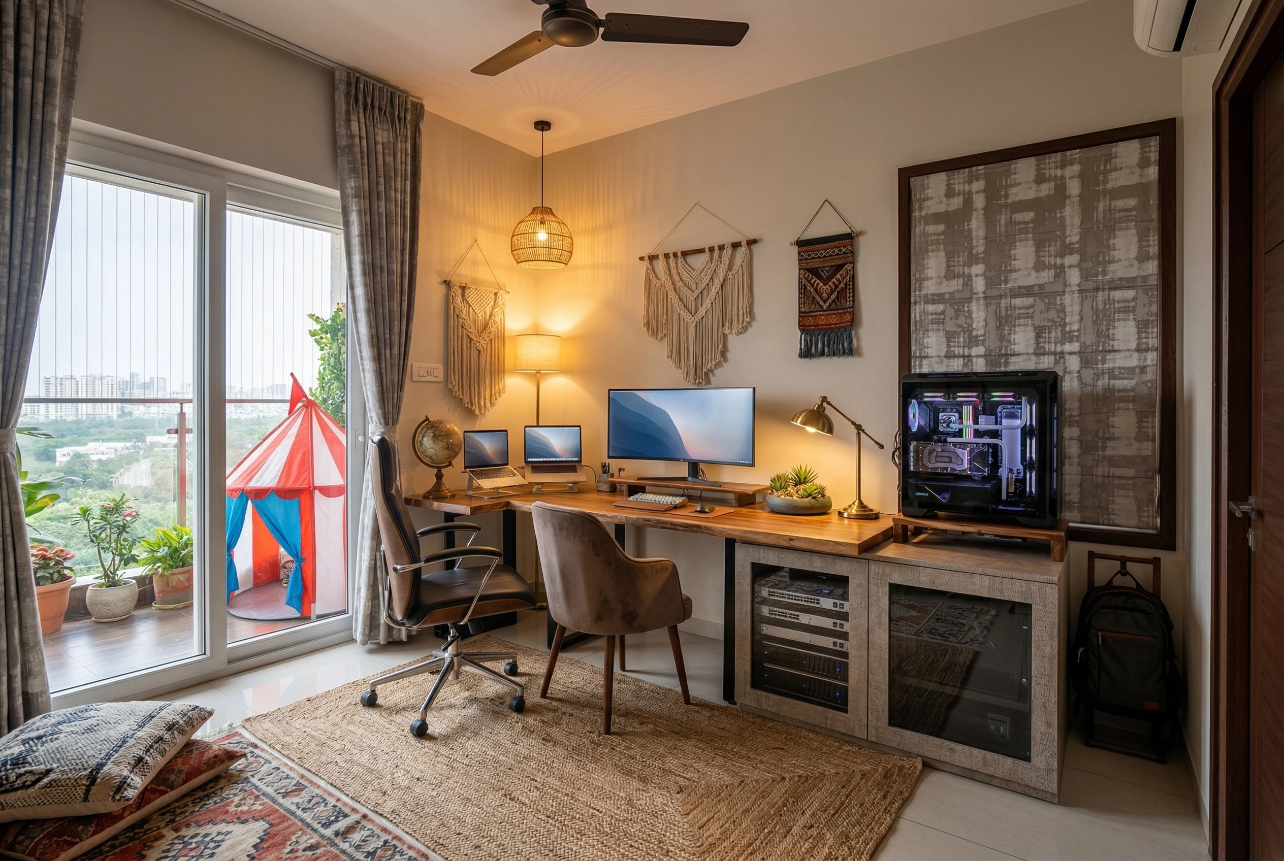 Office interior in Bohemian style — photo by GenRoom AI