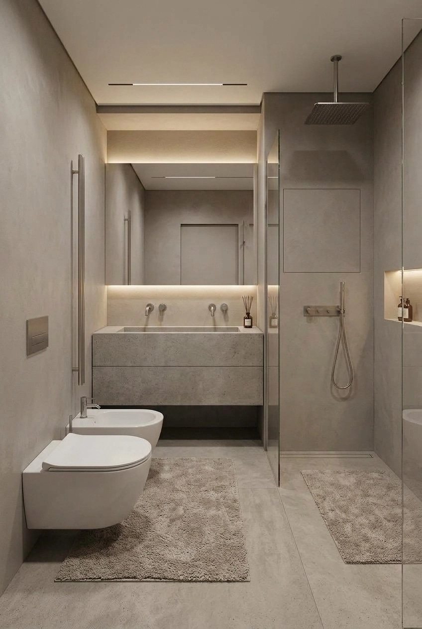 Bathroom interior in Minimalism style — photo by GenRoom AI