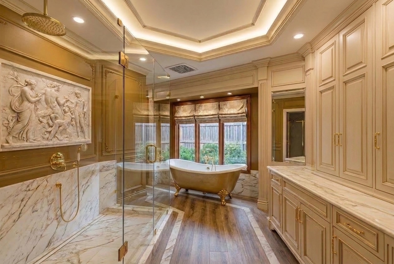 Bathroom interior in Neoclassic style — photo by GenRoom AI
