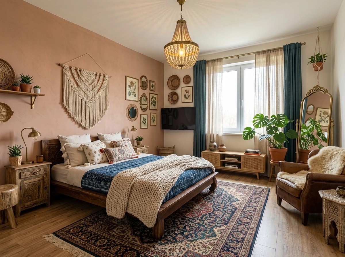 Bohemian Bedroom design — interior photo by GenRoom AI