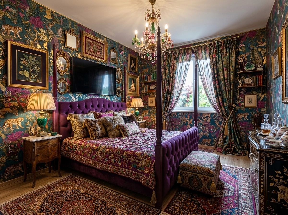 Maximalist Bedroom design — interior photo by GenRoom AI