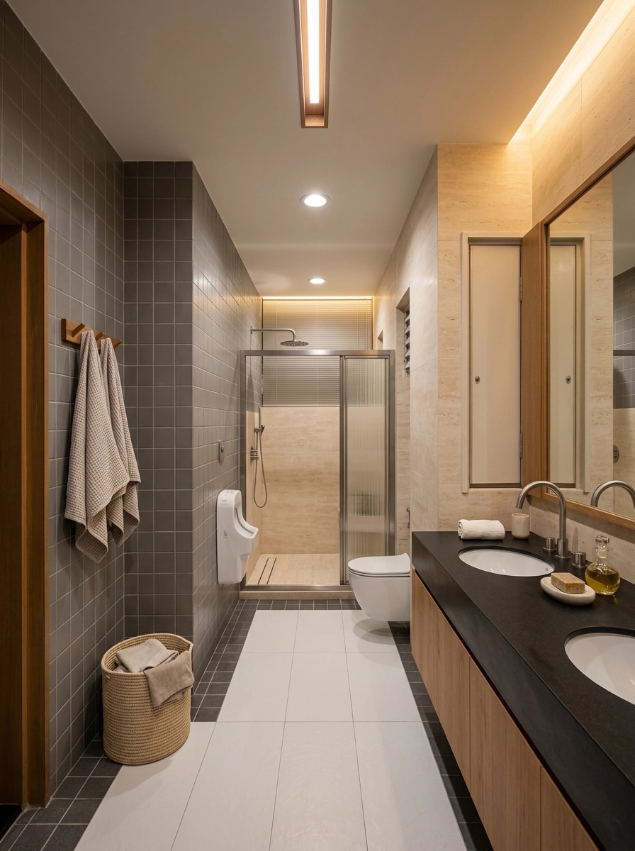 Bathroom interior in Japandi style — photo by GenRoom AI