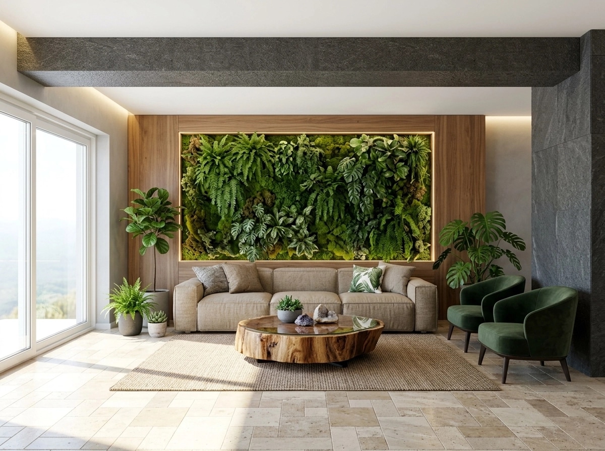 Biophilic Living Room design — interior photo by GenRoom AI