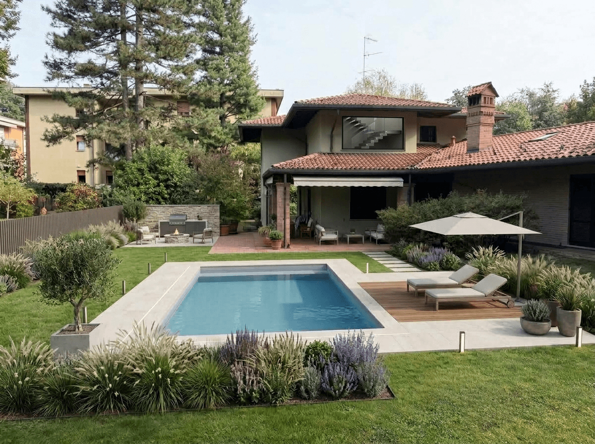 Design paysager en style Contemporary Yard — Jardin par GenRoom AI