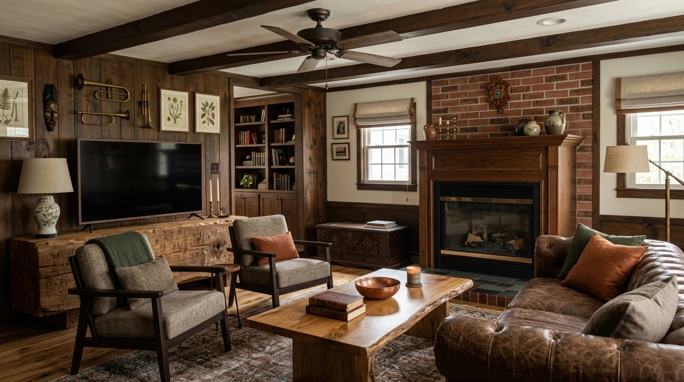 Interior design in Rustic style — Living Room by GenRoom AI