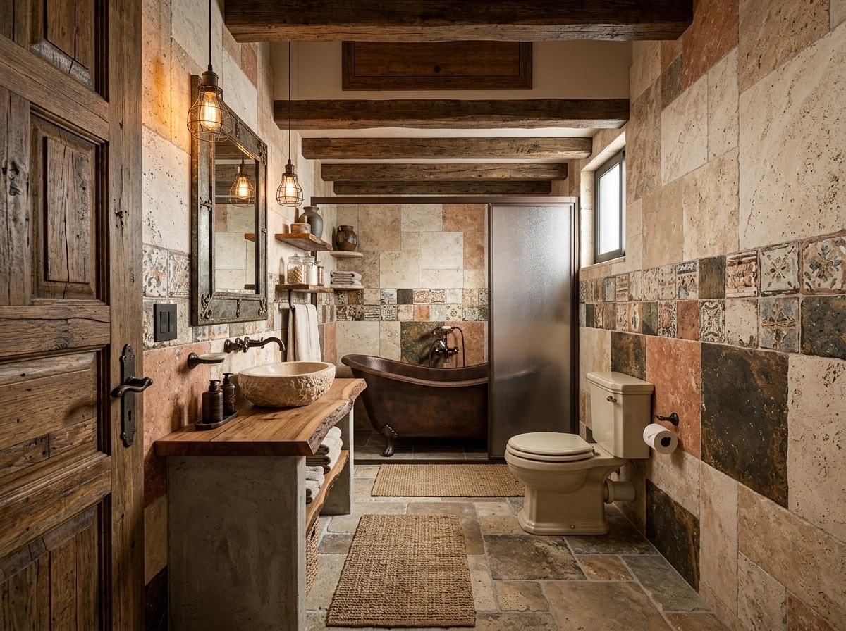Rustic Bano design — interior photo by GenRoom AI
