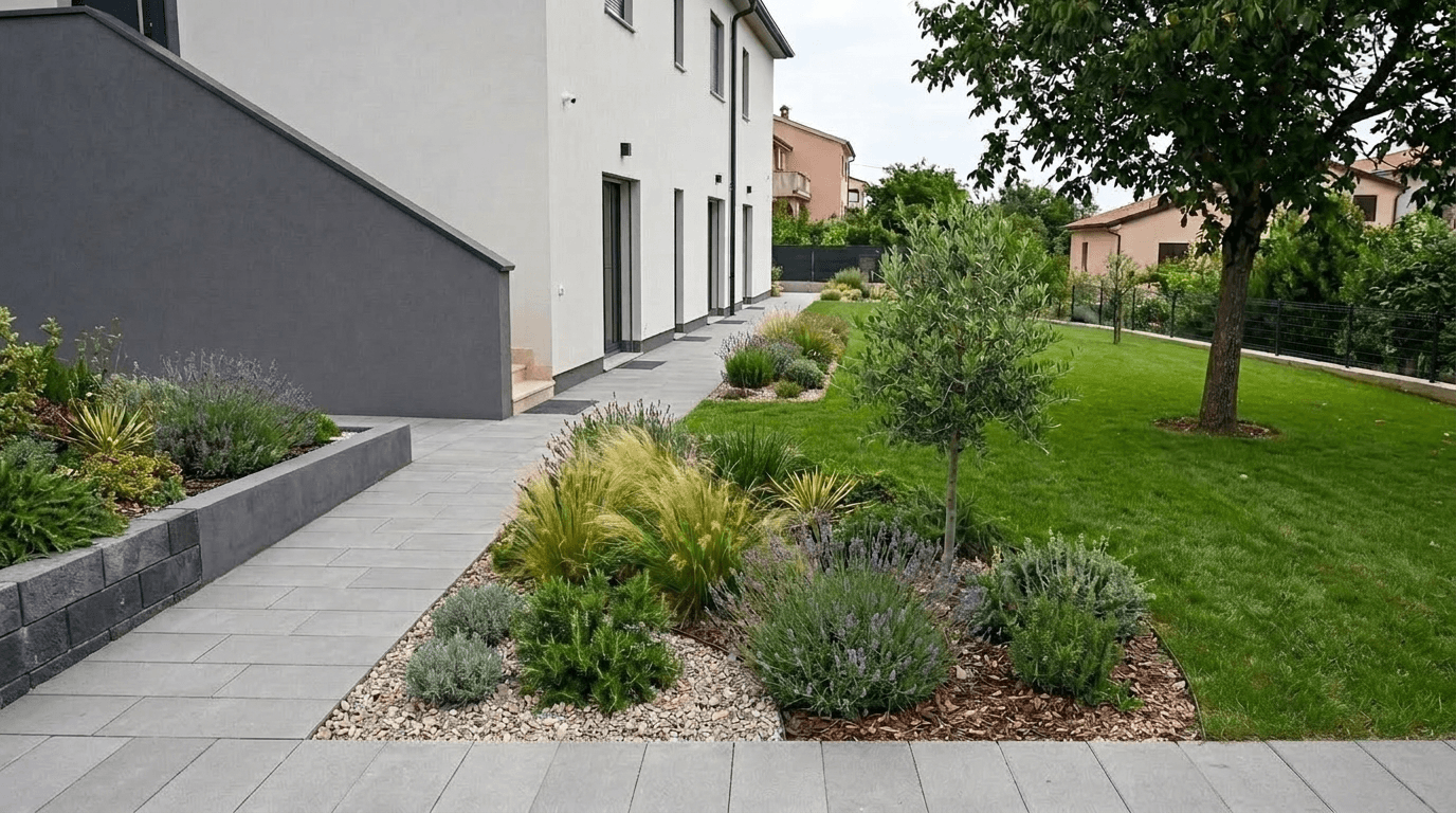 Design paisagístico em estilo Contemporary Yard — Jardim por GenRoom AI