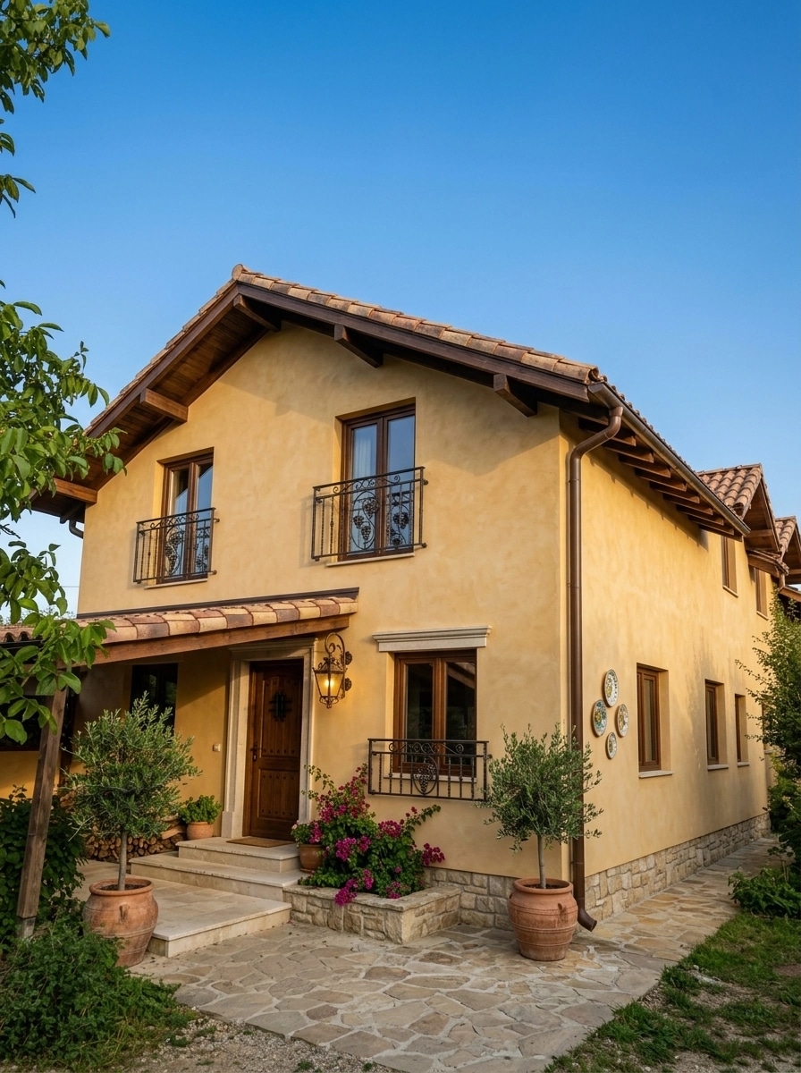 Diseño de fachada en estilo Mediterranean Facade — Fachada por GenRoom AI
