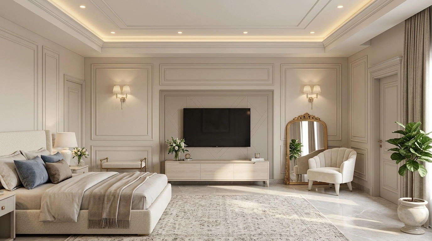 Interior design in Neoclassic style — Bedroom by GenRoom AI
