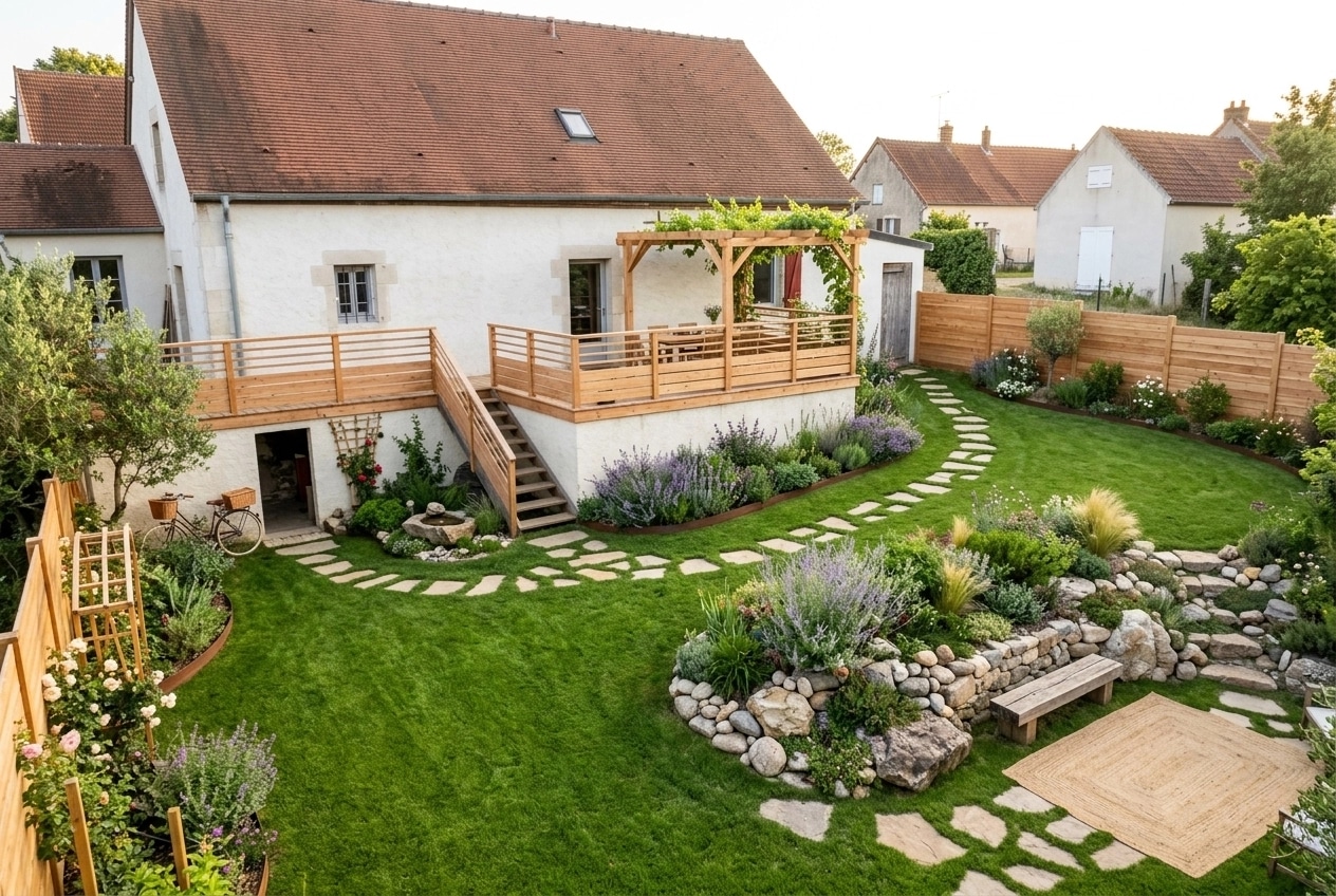 Landscape design in Eco Natural Garden style — Yard by GenRoom AI