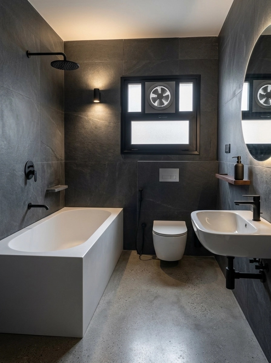 Bathroom interior in Minimalism style — photo by GenRoom AI