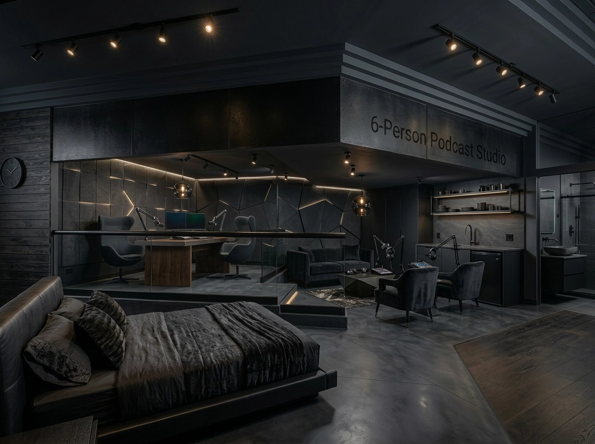 Interior design in Blacktec style — studio by GenRoom AI
