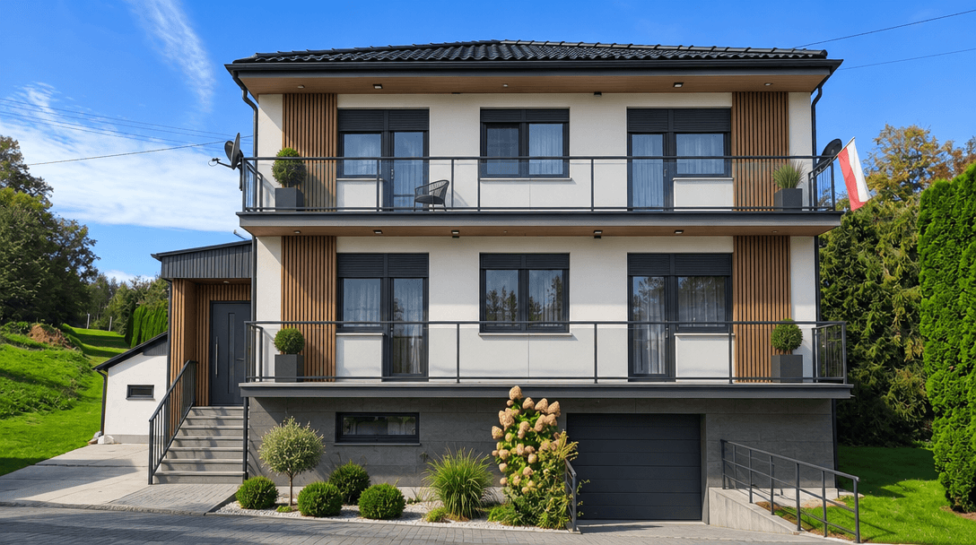 Fasad desain di Contemporary Facade gaya — Fasad oleh GenRoom AI