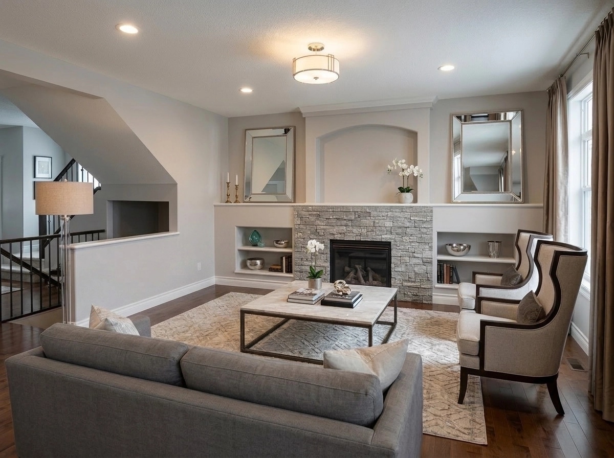 Transitional Living Room design — interior photo by GenRoom AI