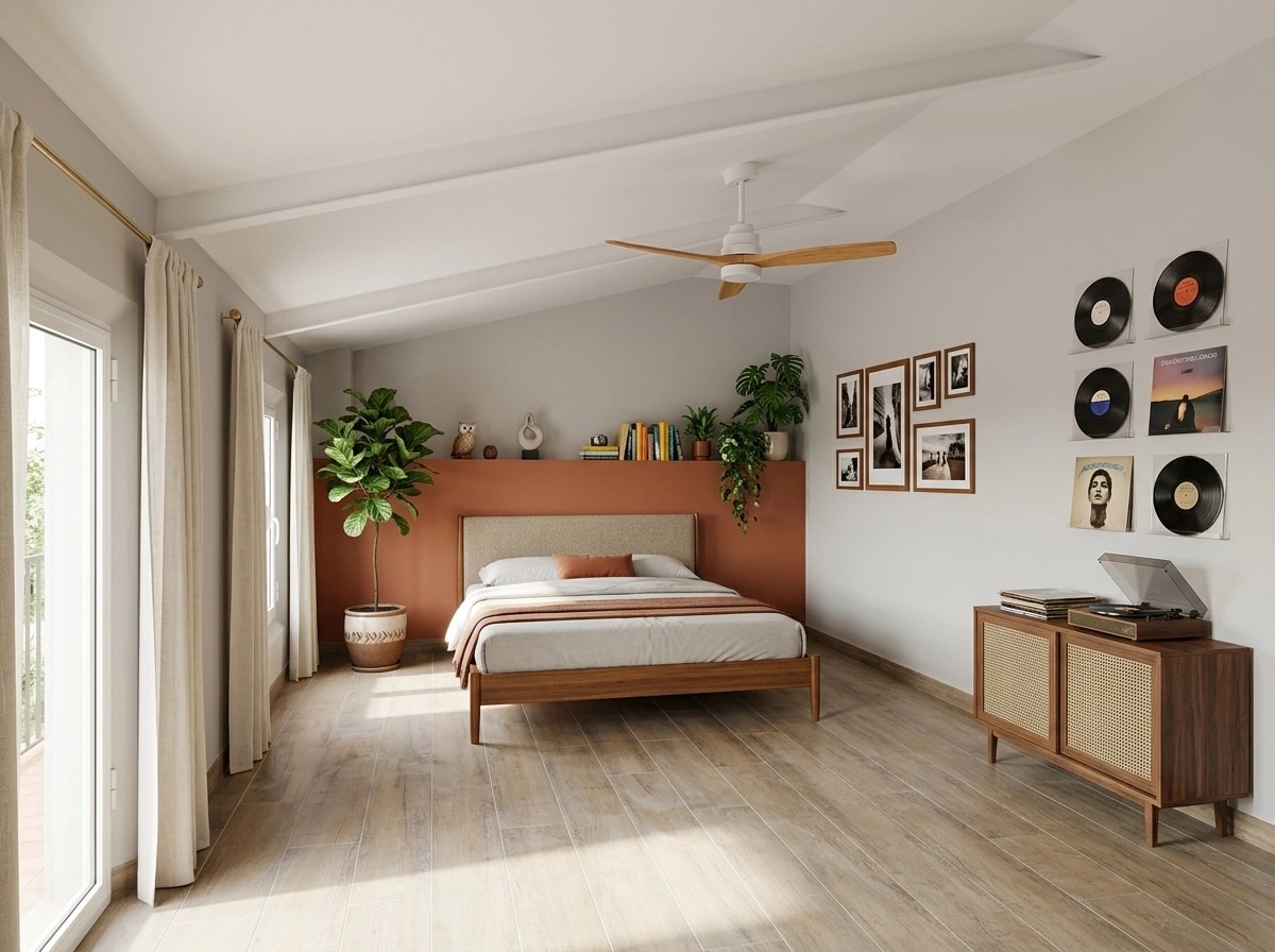 Mid-Century Modern Bedroom design — interior photo by GenRoom AI