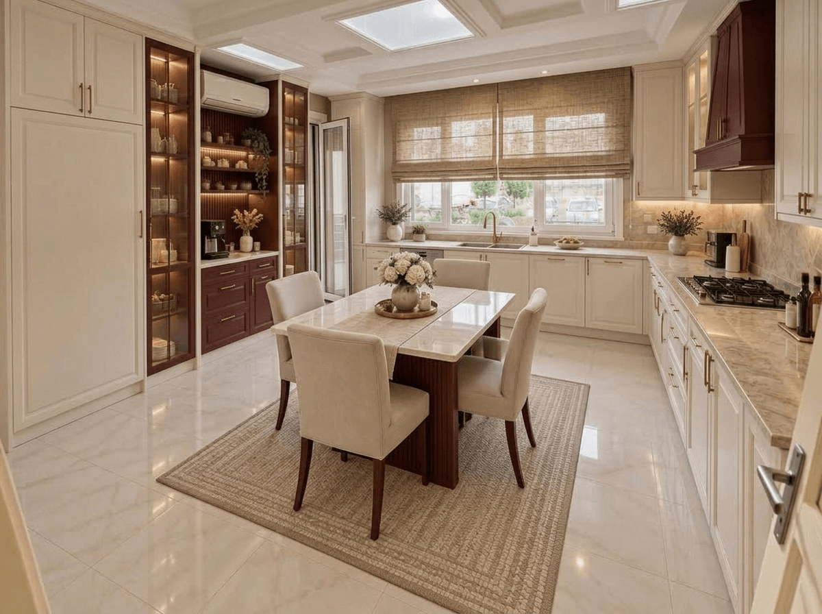 Kitchen interior in Neoclassic style — photo by GenRoom AI