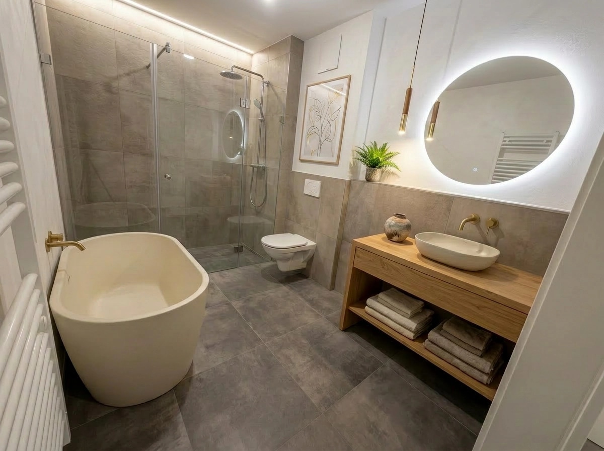 Japandi Bathroom design — interior photo by GenRoom AI