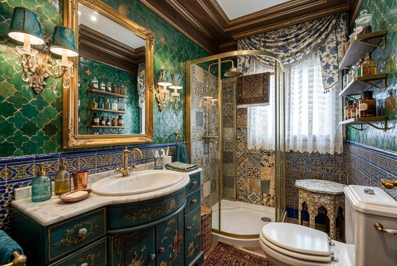 Bathroom interior in Eclectic style — photo by GenRoom AI