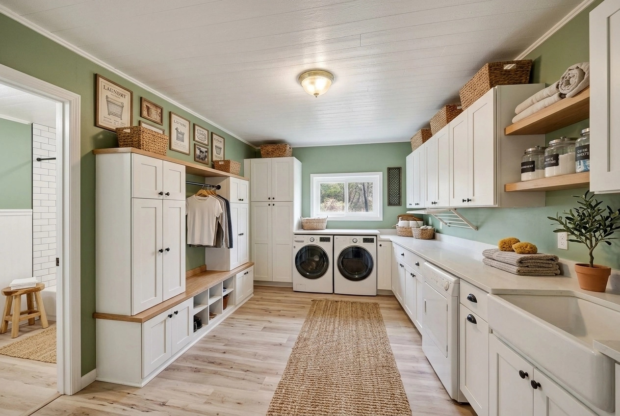 Interior design in Modern Farmhouse style — laundry by GenRoom AI