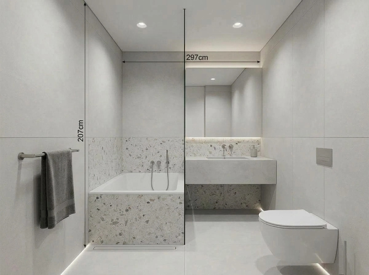 Bathroom interior in Minimalism style — photo by GenRoom AI