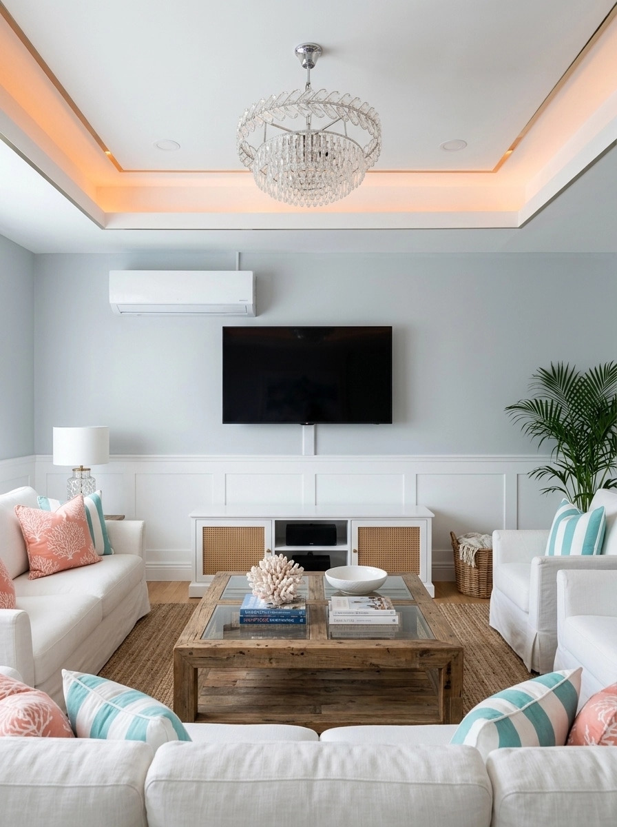 Coastal / Hamptons Sala de Estar design — interior photo by GenRoom AI