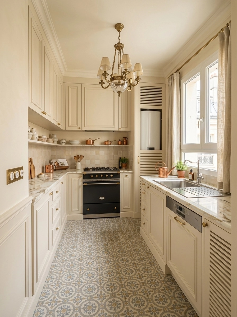 Kitchen interior in French Parisian style — photo by GenRoom AI