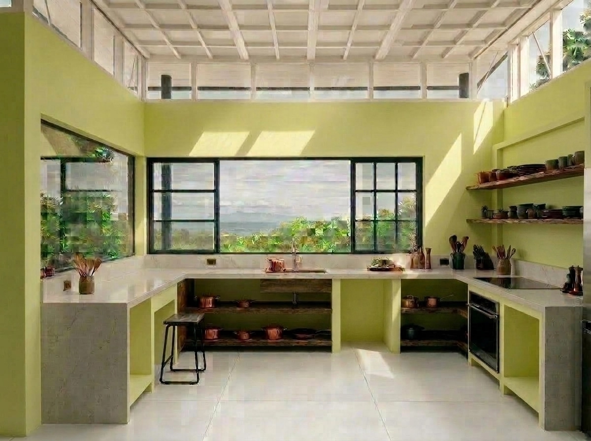 Kitchen interior in Biophilic style — photo by GenRoom AI