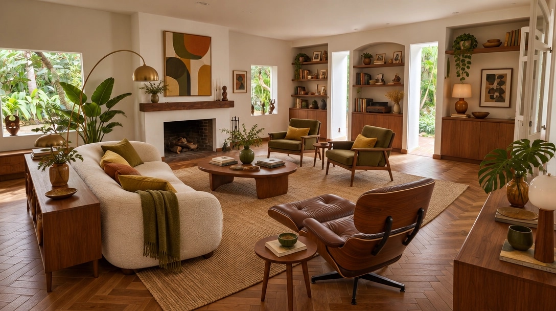 Interior design in Mid-Century Modern style — Living Room by GenRoom AI