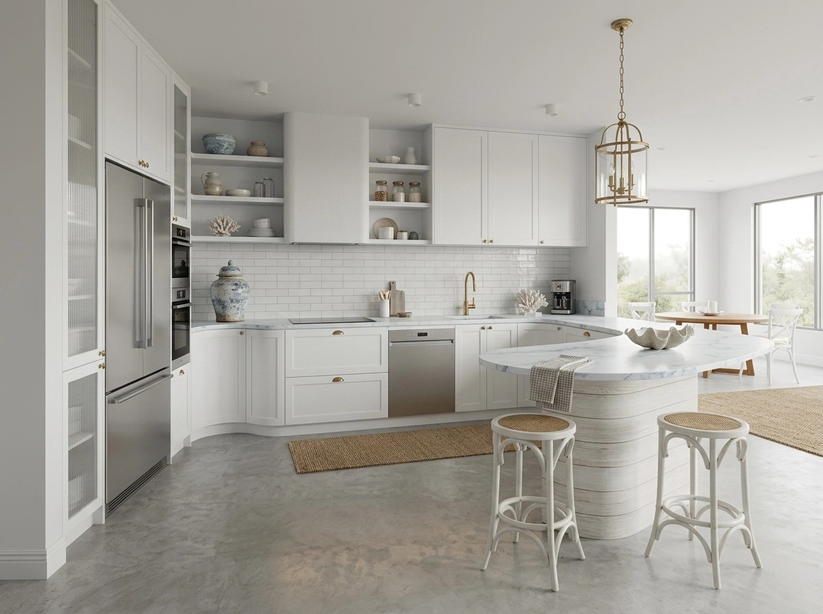 Kitchen interior in Coastal / Hamptons style — photo by GenRoom AI
