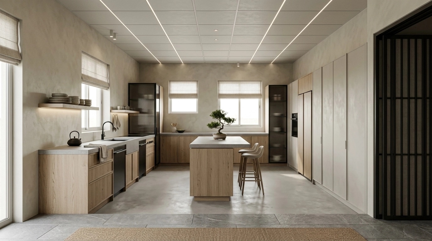 Kitchen interior in Japandi style — photo by GenRoom AI