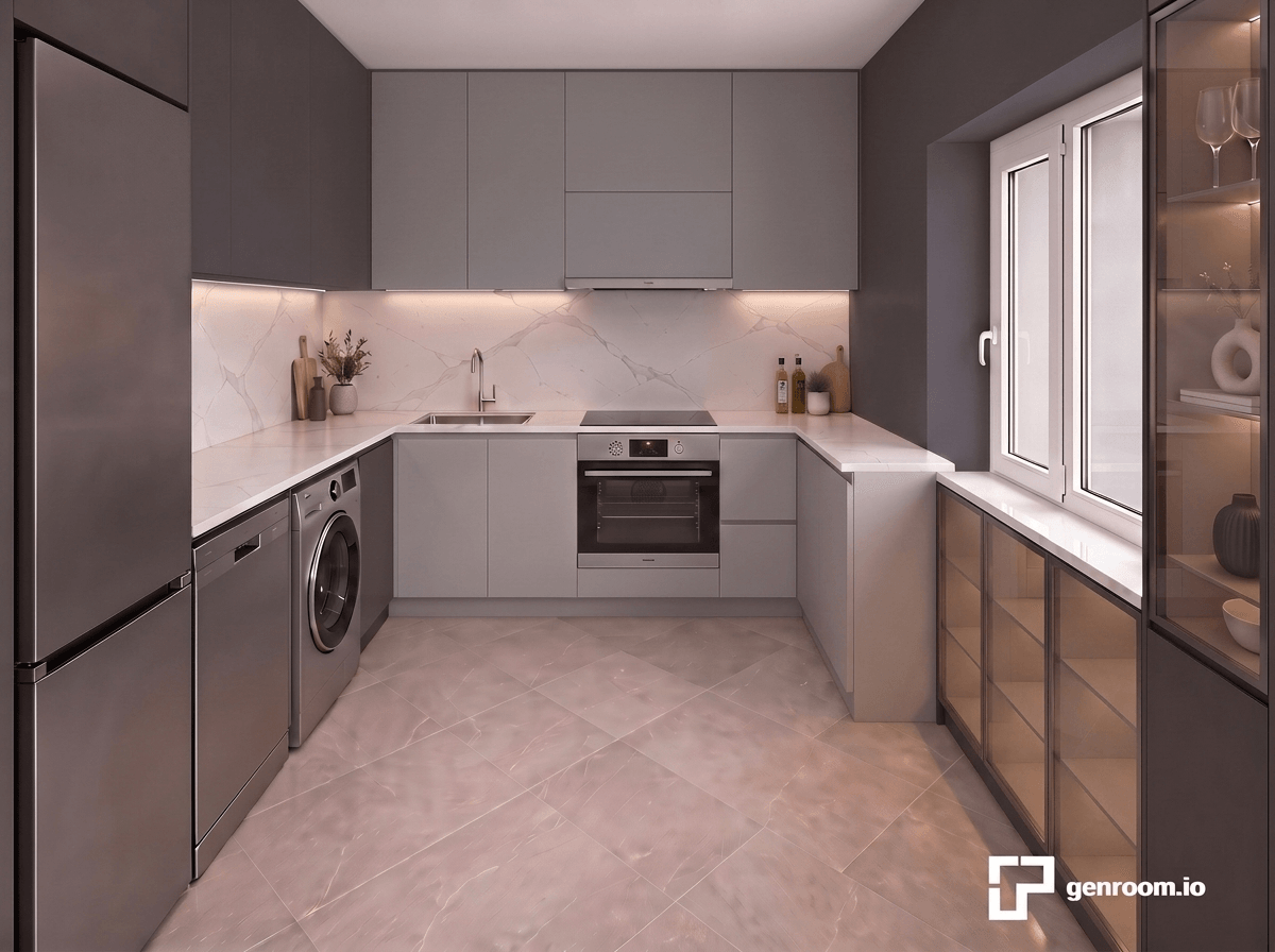 Kitchen interior in no_style style — photo by GenRoom AI