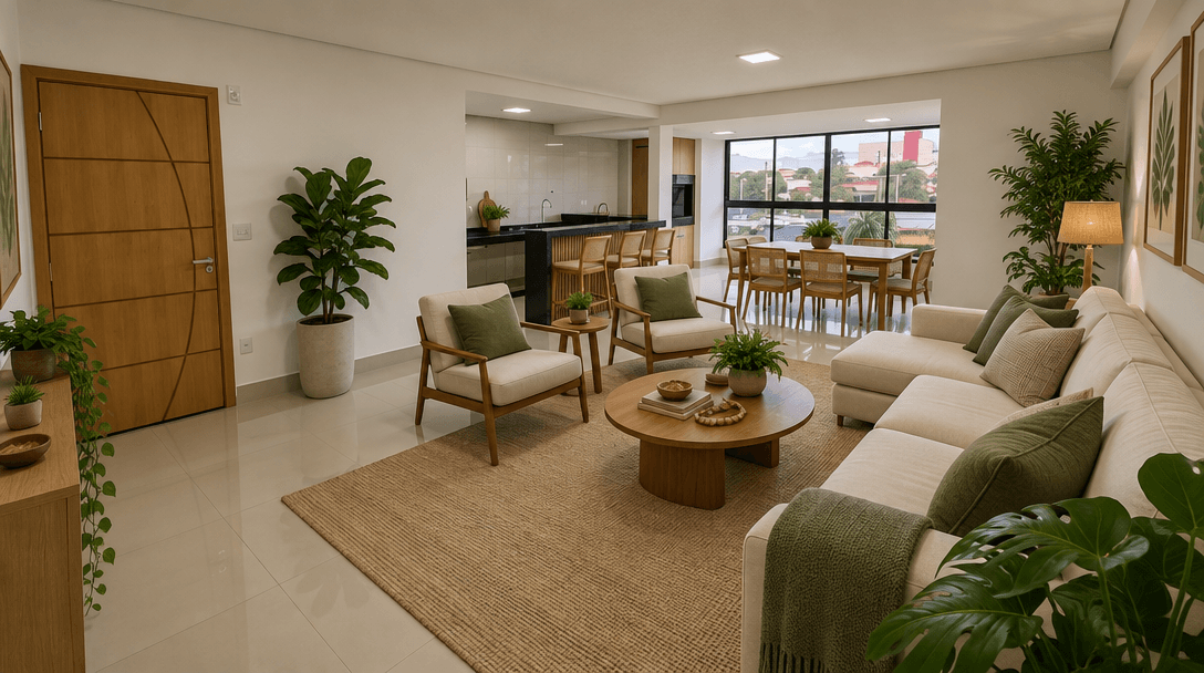 Design d'intérieur en style Biophilic — Salon par GenRoom AI