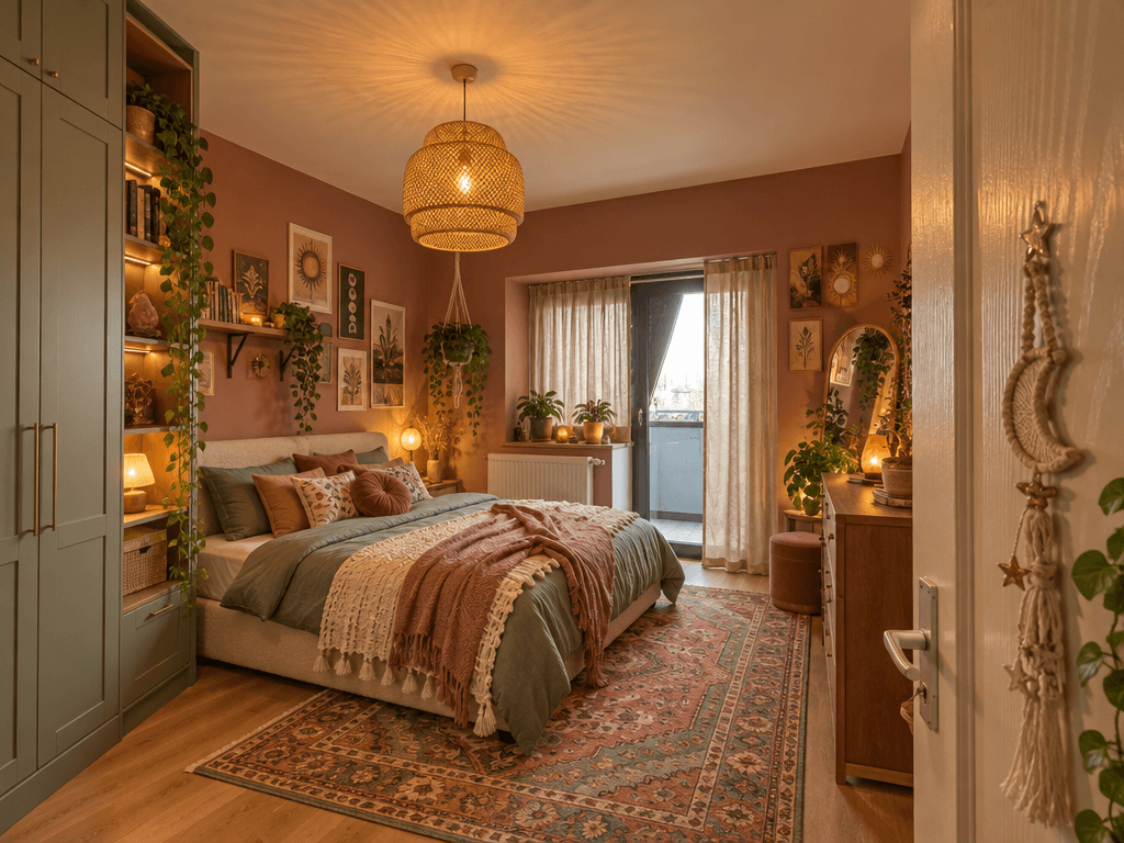 Diseño de interiores en estilo Bohemian — Dormitorio por GenRoom AI