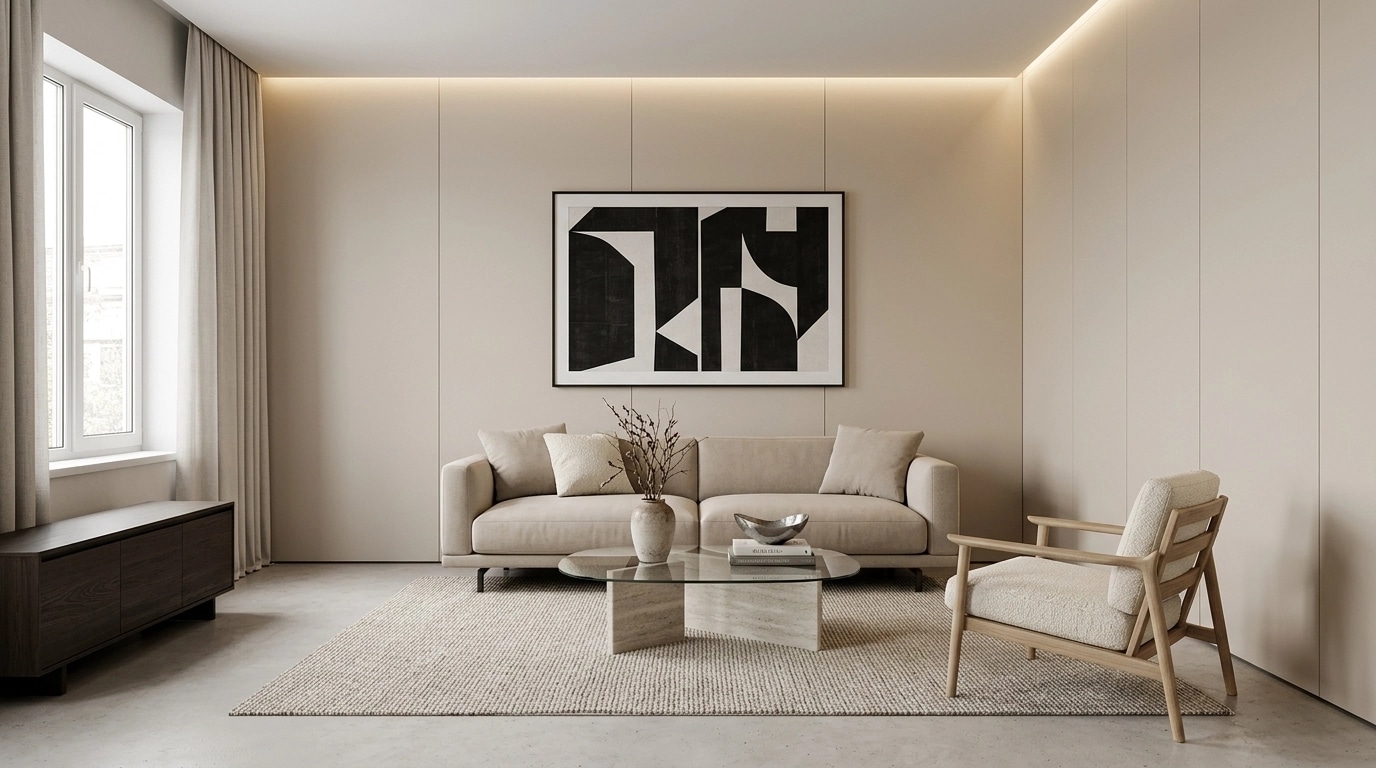 Minimalism Living Room design — interior photo by GenRoom AI