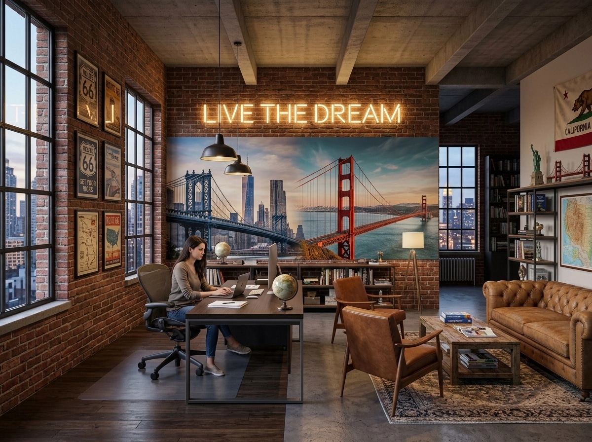 Office interior in Loft / Industrial style — photo by GenRoom AI