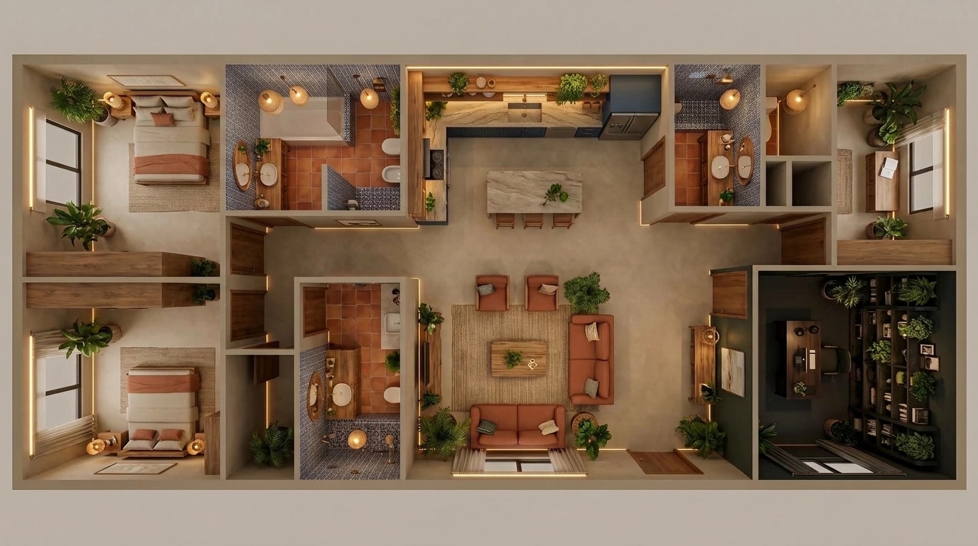 Interior design in Biophilic style — Living Room by GenRoom AI