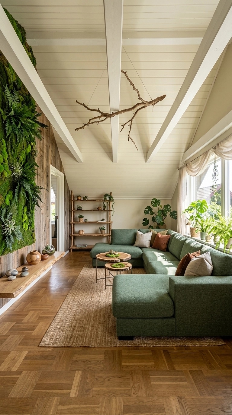 İç mekân tasarımı Biophilic stili — attic GenRoom AI