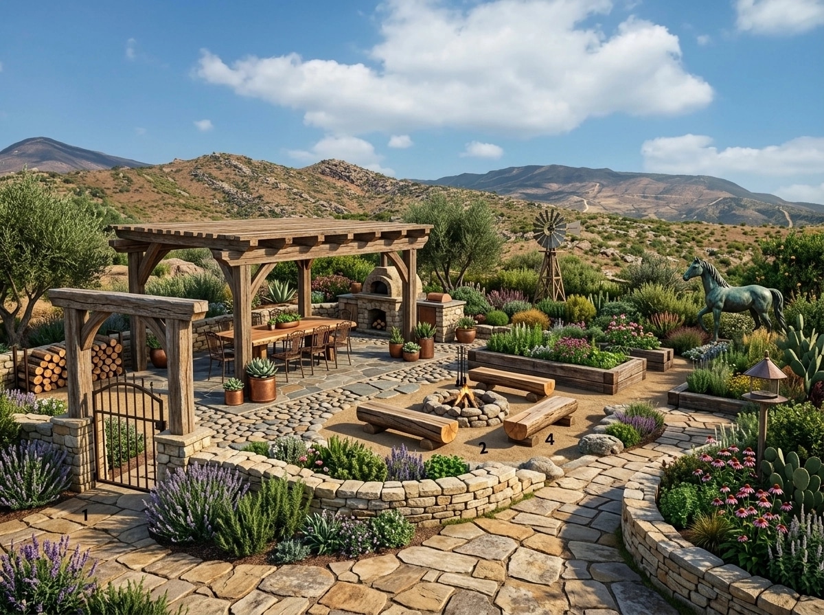 Country Rustic Garden Yard design — yard photo by GenRoom AI