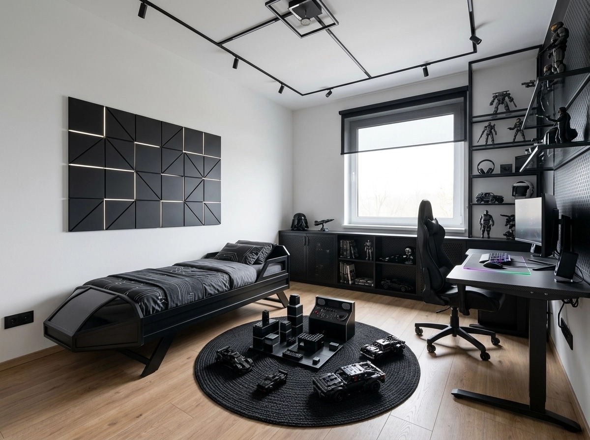 Design de interiores em estilo Blacktec — Quarto Infantil por GenRoom AI